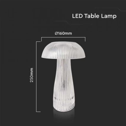 Lâmpada de mesa LED recarregável com dimmer tátil LED/1W/5V 3000-6000K 1800 mAh transparente