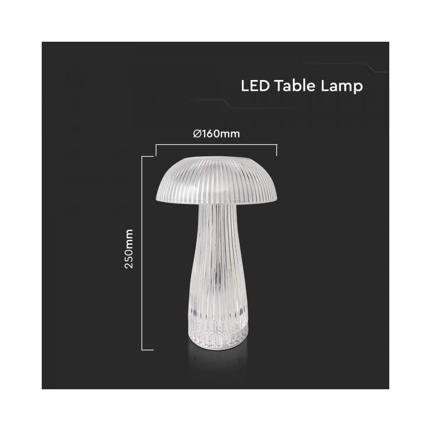 Lâmpada de mesa LED recarregável com dimmer tátil LED/1W/5V 3000-6000K 1800 mAh transparente