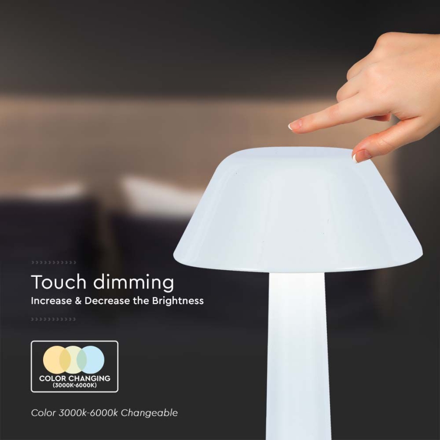 Lâmpada de mesa LED recarregável com dimmer tátil LED/1W/5V 3000-6000K 1800 mAh branca