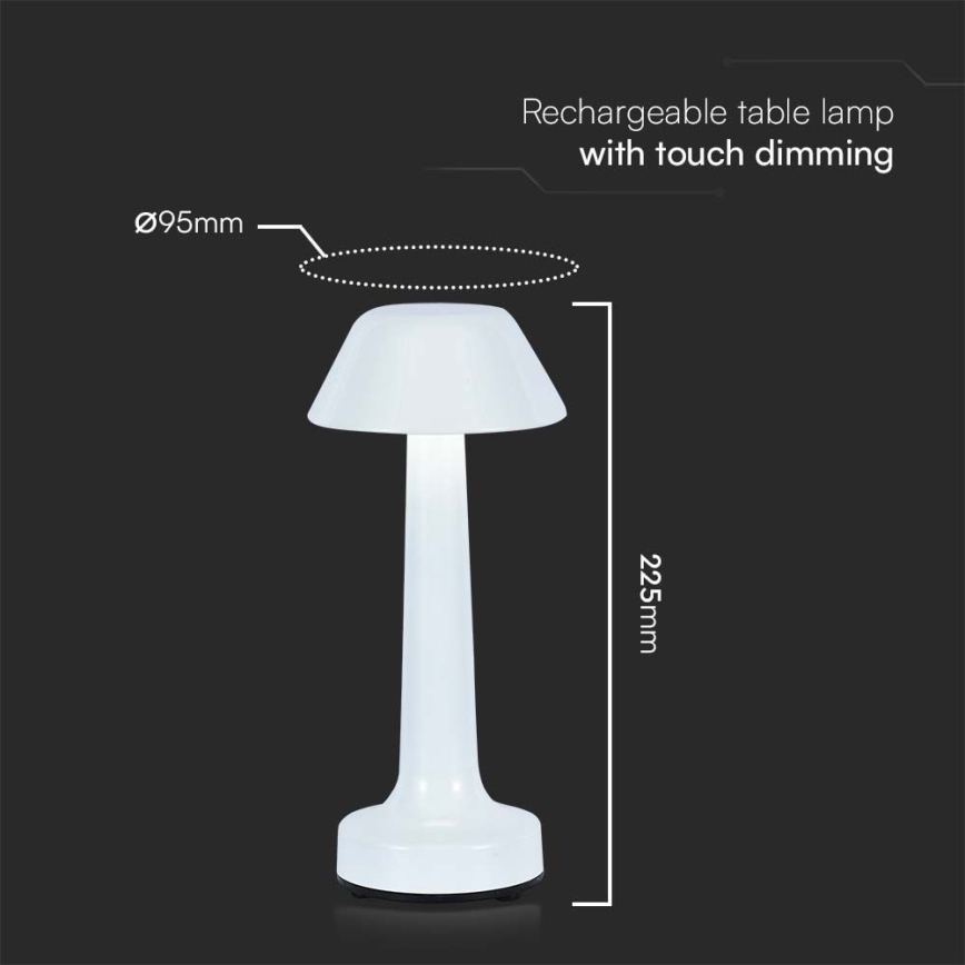 Lâmpada de mesa LED recarregável com dimmer tátil LED/1W/5V 3000-6000K 1800 mAh branca