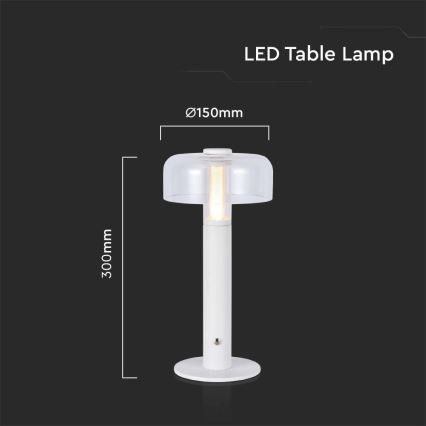 Lâmpada de mesa LED recarregável com dimmer tátil LED/1W/5V 3000K 1800 mAh branca
