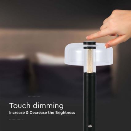 Lâmpada de mesa LED recarregável com dimmer tátil LED/1W/5V 3000K 1800 mAh preta