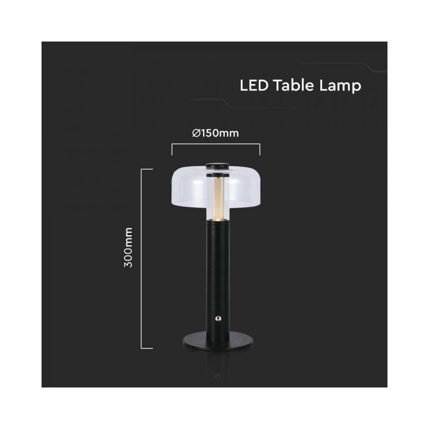 Lâmpada de mesa LED recarregável com dimmer tátil LED/1W/5V 3000K 1800 mAh preta