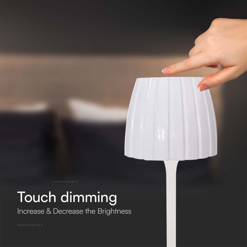 Lâmpada de mesa LED recarregável com dimmer tátil LED/2,7W/5V 3000/4000/6000K 1800 mAh branca