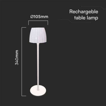 Lâmpada de mesa LED recarregável com dimmer tátil LED/2,7W/5V 3000/4000/6000K 1800 mAh branca
