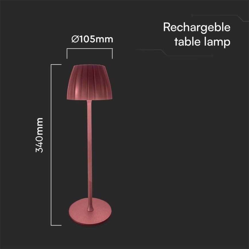 Lâmpada de mesa recarregável LED com dimmer tátil LED/2,7W/5V 3000/4000/6000K 1800 mAh castanha