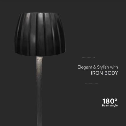 Lâmpada de mesa LED recarregável com dimmer tátil LED/2,7W/5V 3000/4000/6000K 1800 mAh preta