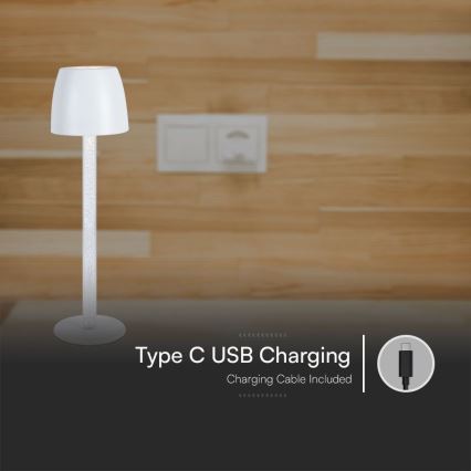 Lâmpada de mesa LED recarregável com toque, dimmer, LED/3W/5V 3000K 1800 mAh branca