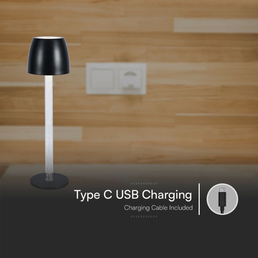 Lâmpada de mesa LED recarregável com toque, dimmer, LED/3W/5V 3000K 1800 mAh branca