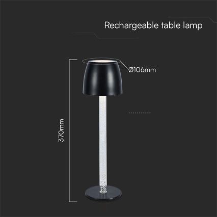 Lâmpada de mesa LED recarregável com toque, dimmer, LED/3W/5V 3000K 1800 mAh branca