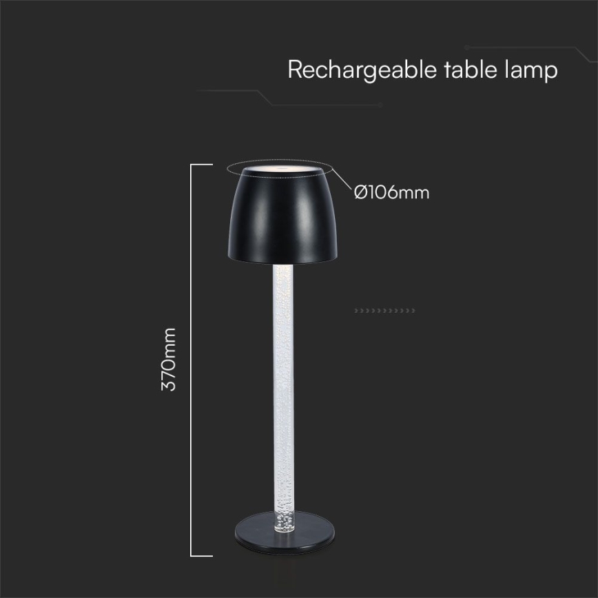 Lâmpada de mesa LED recarregável com toque, dimmer, LED/3W/5V 3000K 1800 mAh branca