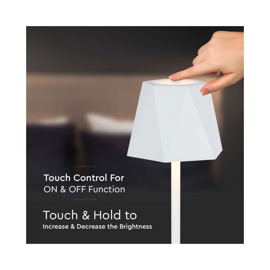 Lâmpada de mesa LED recarregável com dimmer tátil LED/4W/5V 3000-6000K 1800 mAh branca