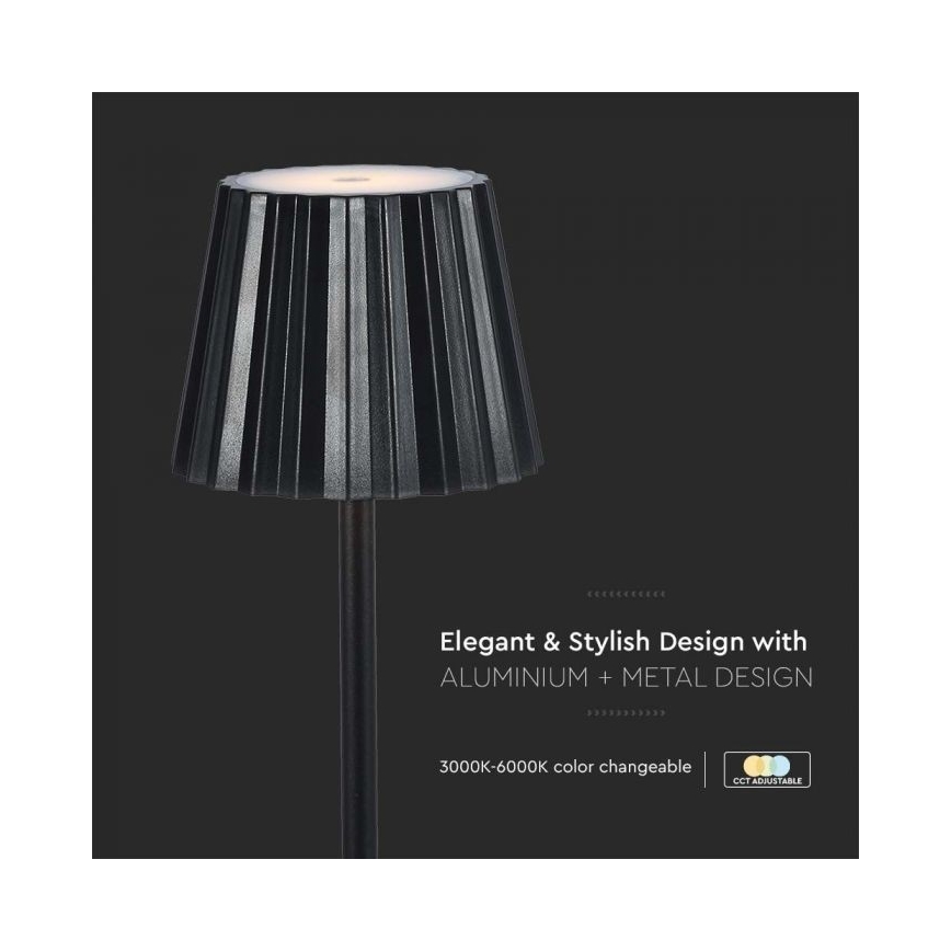 Lâmpada de mesa LED recarregável com dimmer tátil LED/4W/5V 3000-6000K 1800 mAh preta