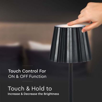 Lâmpada de mesa LED recarregável com dimmer tátil LED/4W/5V 3000-6000K 1800 mAh preta