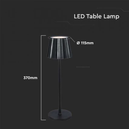 Lâmpada de mesa LED recarregável com dimmer tátil LED/4W/5V 3000-6000K 1800 mAh preta