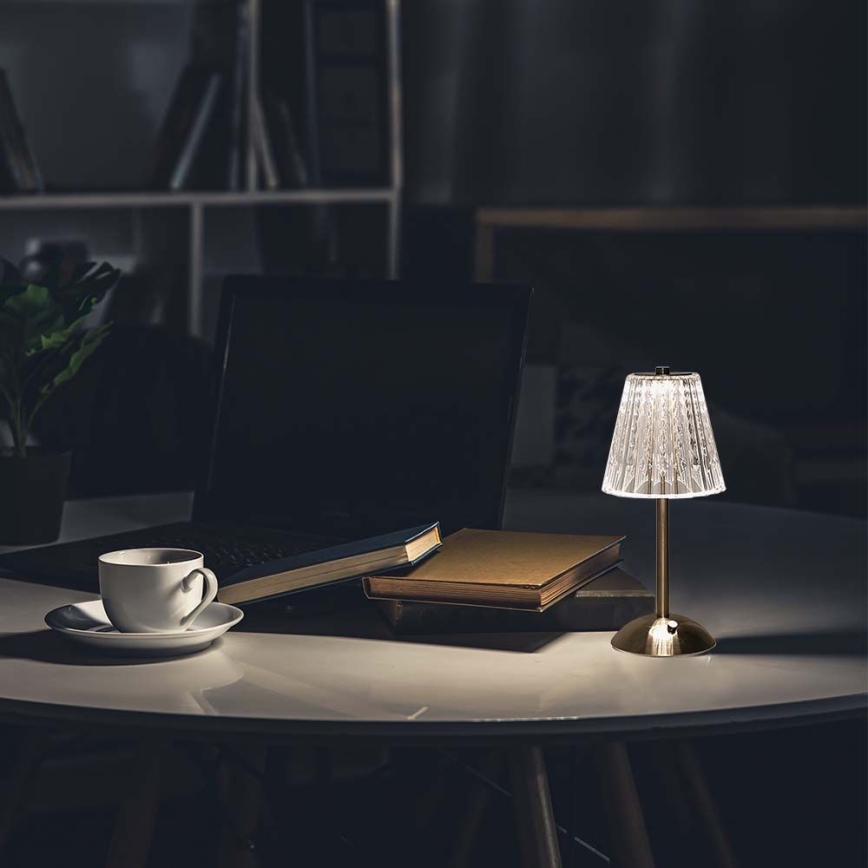 Lâmpada de mesa LED recarregável com dimmer tátil LED/2,4W/5V 3000-6000K 1800 mAh cromo brilhante