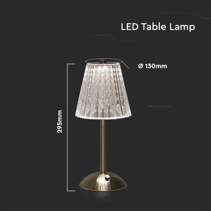 Lâmpada de mesa LED recarregável com dimmer tátil LED/2,4W/5V 3000-6000K 1800 mAh cromo brilhante