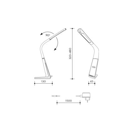 Candeeiro de mesa LED regulável com carregamento sem fios e sensor de movimento LORD EVO LED/8W/230V 3000K/4500K/6000K preto