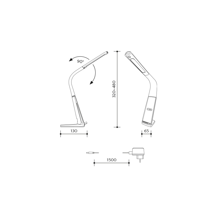 Candeeiro de mesa LED regulável com carregamento sem fios e sensor de movimento LORD EVO LED/8W/230V 3000K/4500K/6000K preto