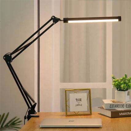 Lâmpada de mesa LED flexível regulável por toque com clipe LED/10W/5/230V 3000/4000/6000K preta