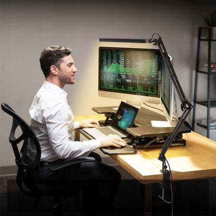 Lâmpada de mesa LED flexível regulável por toque com clipe LED/10W/5/230V 3000/4000/6000K preta