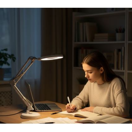 Lâmpada de mesa LED regulável com lupa 2 em 1 AURIQ LOUPE LED/10W/5V 3000/4000/6500K branca