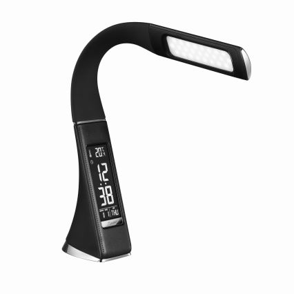Candeeiro de mesa LED regulável com sensor tátil e ecrã LED/7W/5V, preto
