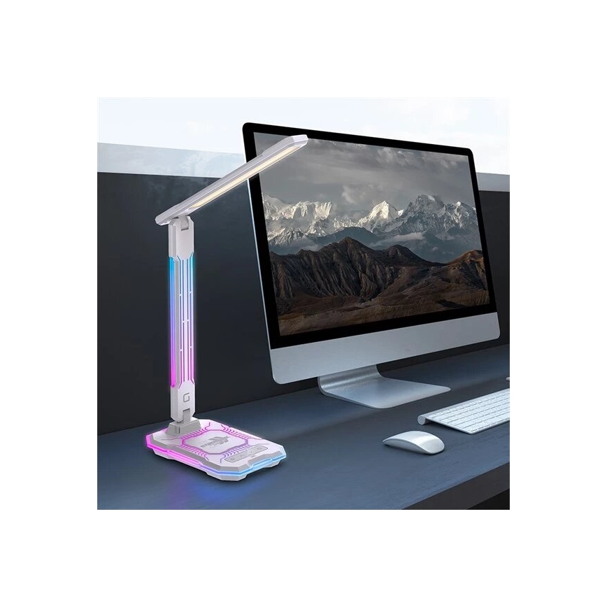 Lâmpada de mesa recarregável LED RGB com dimmer tátil e carregamento sem fio LED/7,5W/5V 2700-5300K branco