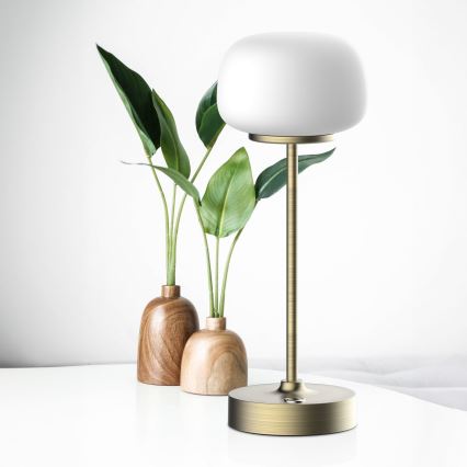 Lâmpada de mesa LED dimmerizável com toque RIMINI LED/2W/5V USB 2000 mAh dourada/branca