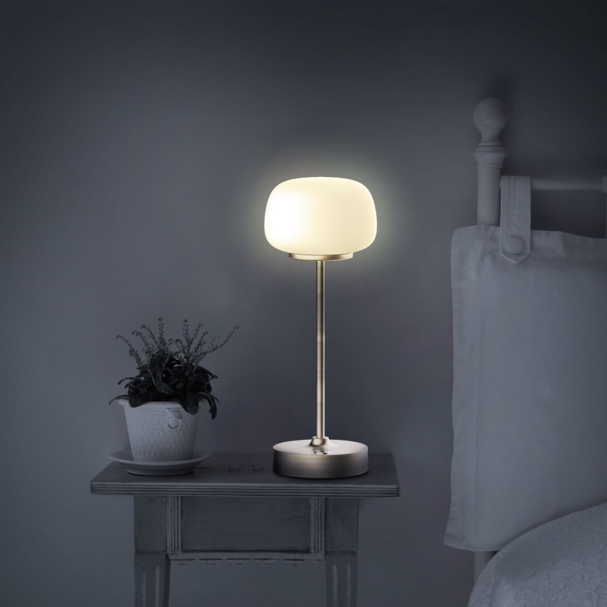 Lâmpada de mesa LED dimmerizável com toque RIMINI LED/2W/5V USB 2000 mAh dourada/branca