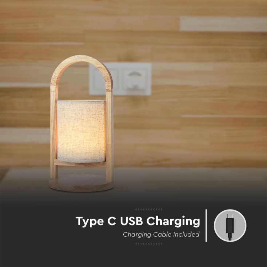 Lâmpada de mesa recarregável com toque, LED dimmerizável LED/1,5W/5V 3000K 1800 mAh bege