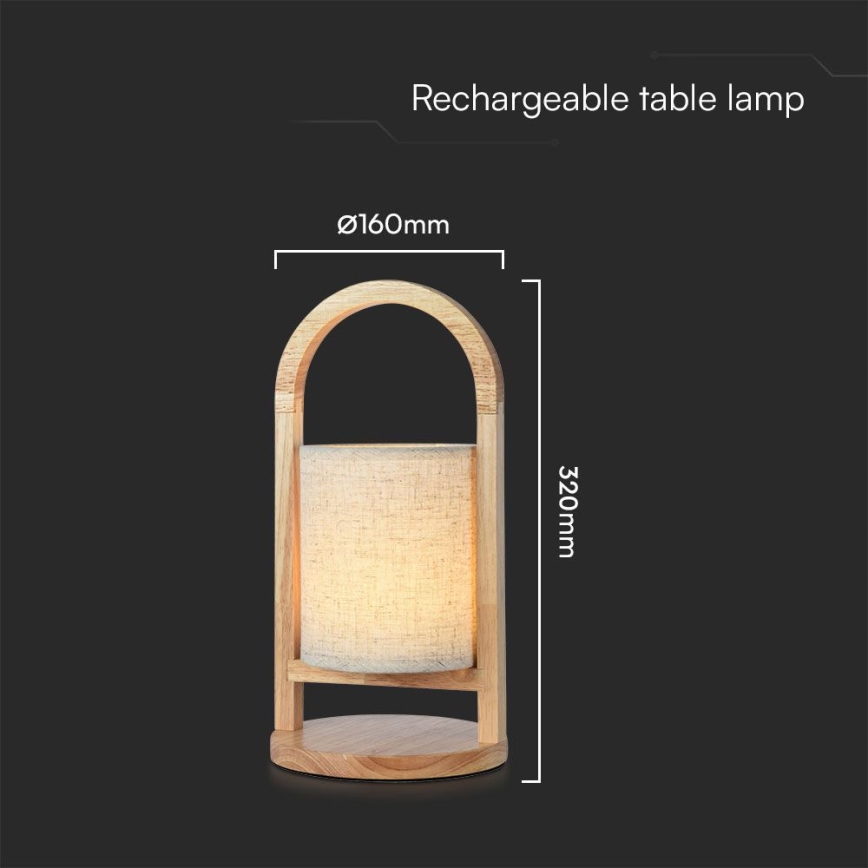 Lâmpada de mesa recarregável com toque, LED dimmerizável LED/1,5W/5V 3000K 1800 mAh bege