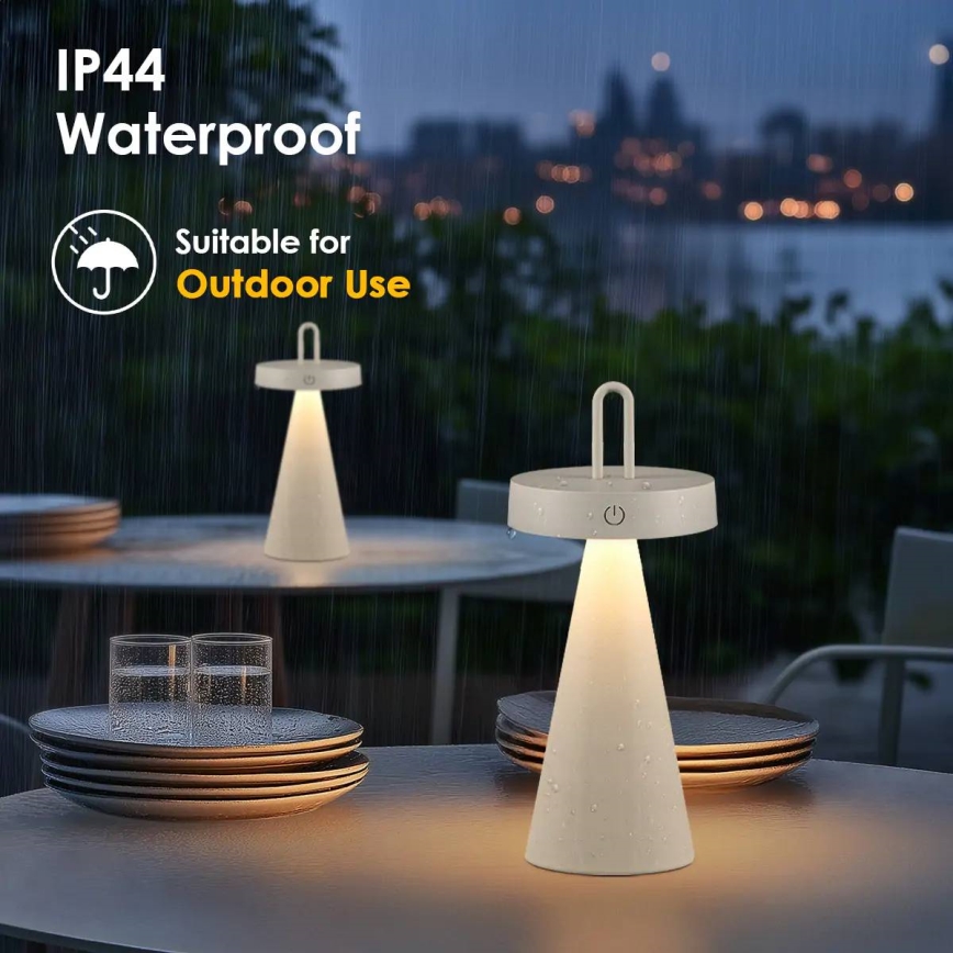 Lâmpada de mesa tátil LED para exterior, recarregável e dimerizável HALO LED/1,5W/3,7V 3000 mAh IP44 cinzenta