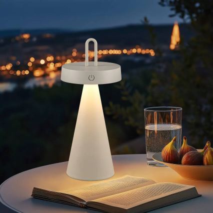 Lâmpada de mesa tátil LED para exterior, recarregável e dimerizável HALO LED/1,5W/3,7V 3000 mAh IP44 cinzenta
