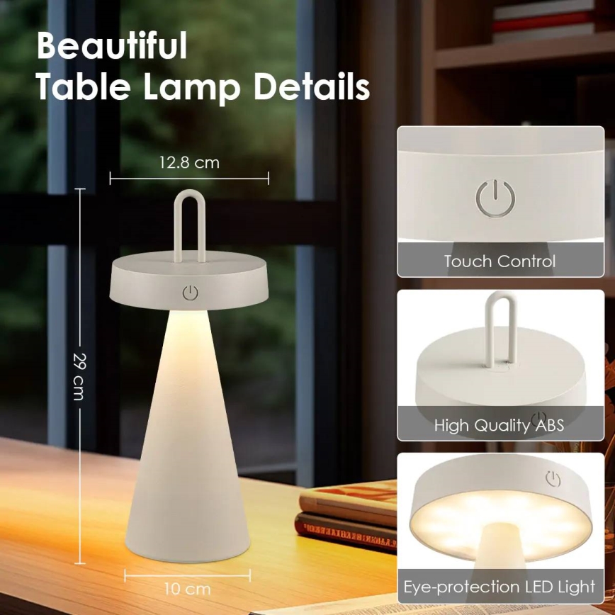 Lâmpada de mesa tátil LED para exterior, recarregável e dimerizável HALO LED/1,5W/3,7V 3000 mAh IP44 cinzenta