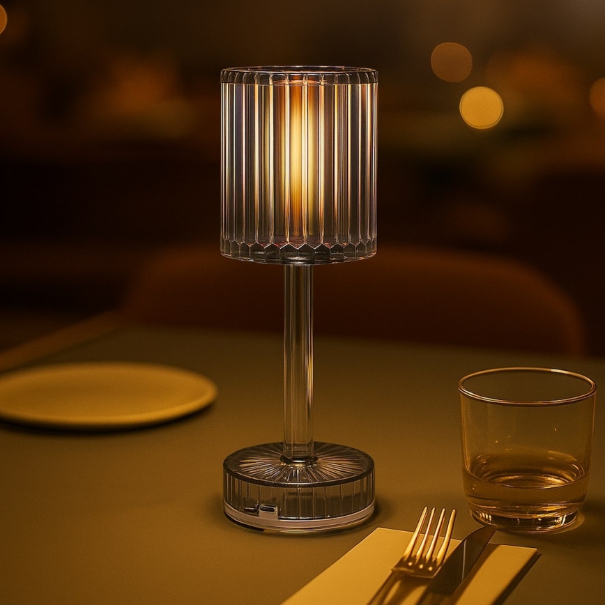 Candeeiro de mesa tátil recarregável SIMPLE LED/1W/5V 3000-6000K 2400 mAh cinzento fumado