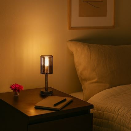 Candeeiro de mesa tátil recarregável SIMPLE LED/1W/5V 3000-6000K 2400 mAh cinzento fumado