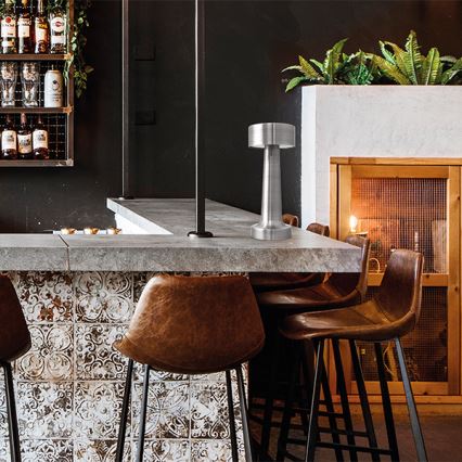 Lâmpada de mesa LED recarregável com toque e dimmer TABLO LED/3W/5V 2000mAh cromo fosco