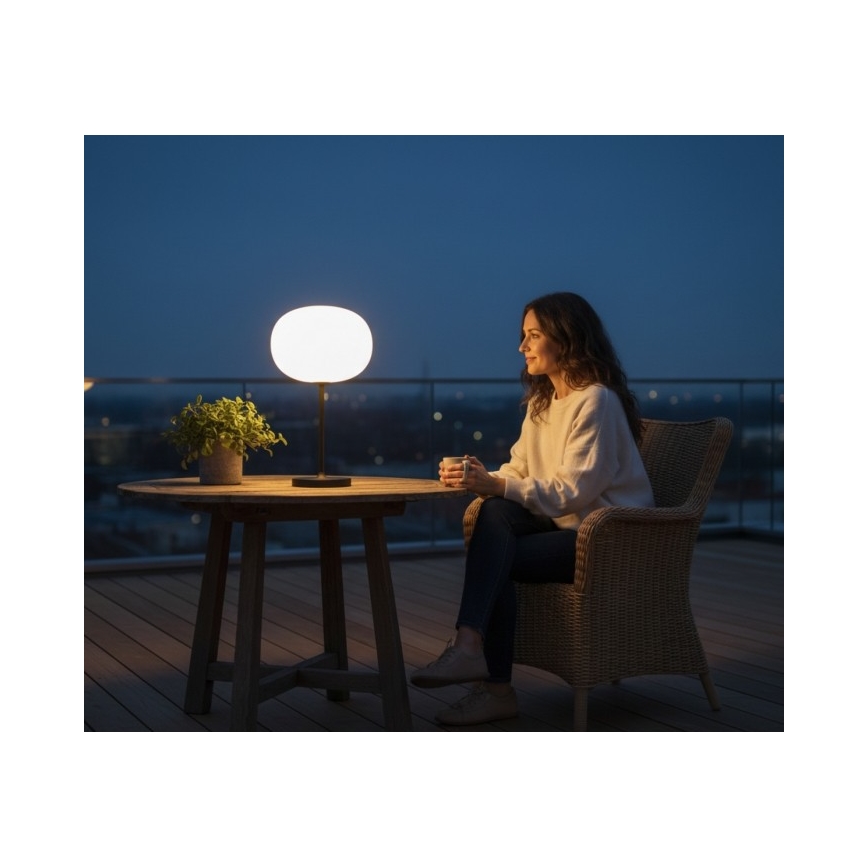 Candeeiro de mesa LED recarregável e regulável para exterior VENEZIA LED/2W/5V 2700K IP54 4000 mAh preto