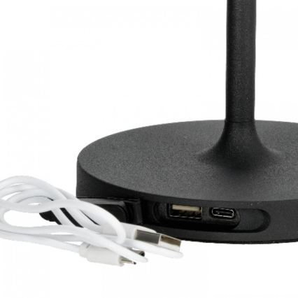 Candeeiro de mesa LED recarregável e regulável para exterior VENEZIA LED/2W/5V 2700K IP54 4000 mAh preto