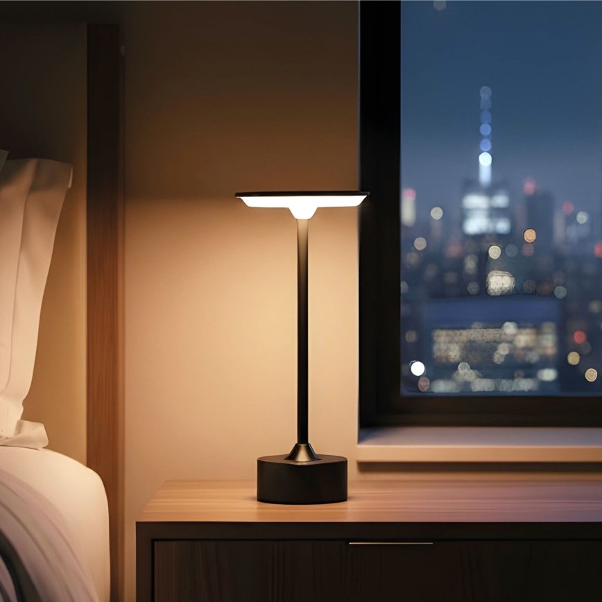 Candeeiro de mesa LED recarregável regulável NEW YORK LED/1,8W/5V 2700K/4000K/6500K 1200 mAh preto