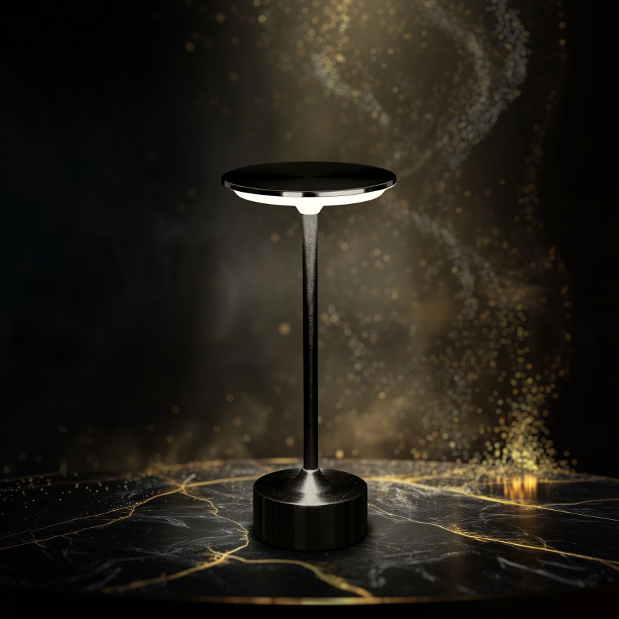 Candeeiro de mesa LED recarregável regulável NEW YORK LED/1,8W/5V 2700K/4000K/6500K 1200 mAh preto
