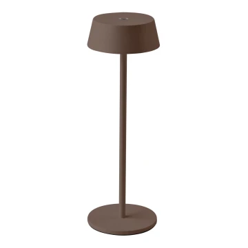 Lâmpada de mesa recarregável LED exterior com dimmer tátil LED/2W/5V 4400 mAh IP54 castanha