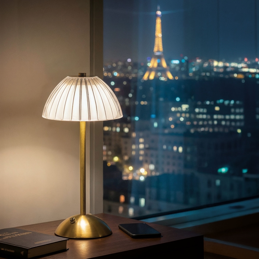 Candeeiro de secretária LED regulável e recarregável PARIS LED/2W/5V 2700K/4000K/6500K 800 mAh dourado