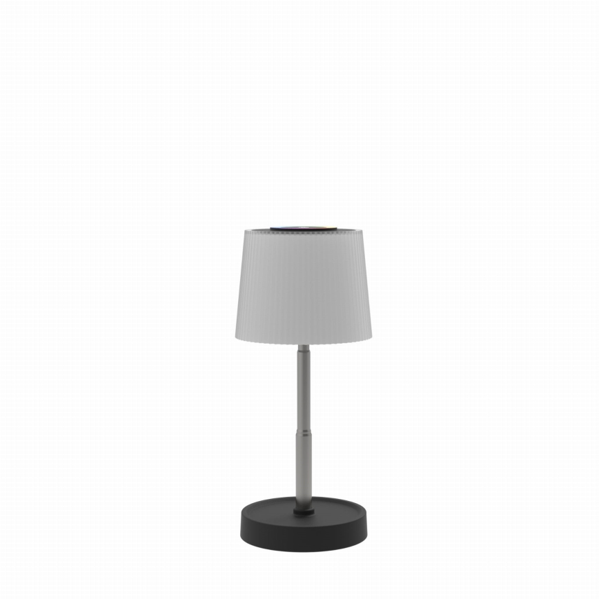 Lâmpada de Mesa Recarregável para Exterior, Tátil e Dimerizável, LED RGBW, 2W/5V, IP44, 1200 mAh, Cinzenta