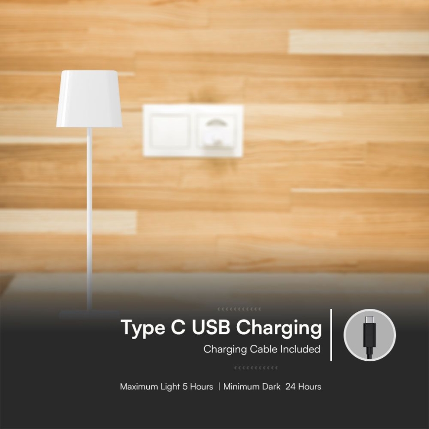 Lâmpada de mesa LED solar recarregável com toque, dimmer magnético LED/5W/5V 3000-6000K 3600 mAh IP65 branca