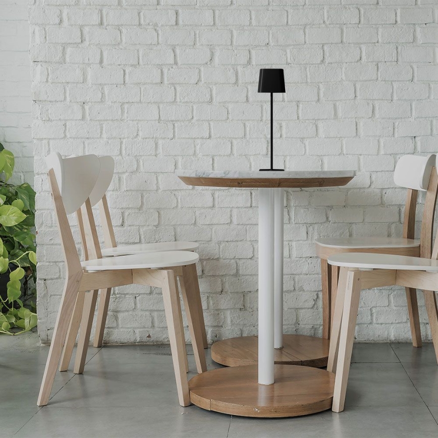 Lâmpada de mesa LED solar recarregável com dimmer, toque magnético LED/5W/5V 3000-6000K 3600 mAh IP65 preta