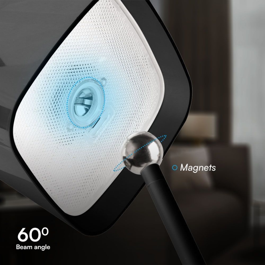 Lâmpada de mesa LED solar recarregável com dimmer, toque magnético LED/5W/5V 3000-6000K 3600 mAh IP65 preta