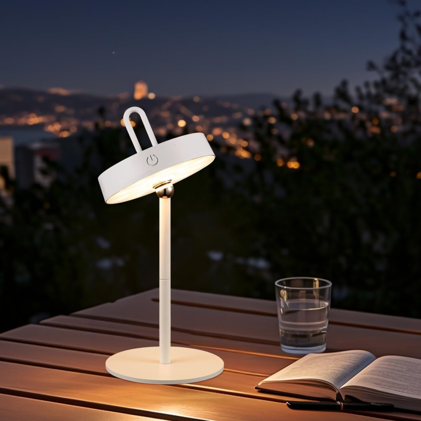 Lâmpada de mesa LED tátil recarregável regulável para exterior GENTLE LED/1,5W/3,7V 3000 mAh IP44 branca