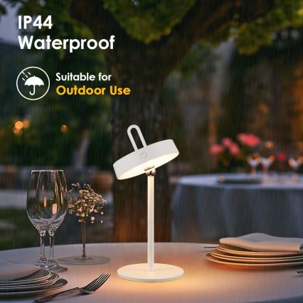 Lâmpada de mesa LED tátil recarregável regulável para exterior GENTLE LED/1,5W/3,7V 3000 mAh IP44 branca